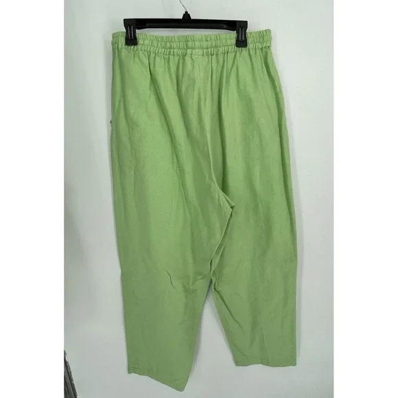 NWT Denim & Co Womens 1X Pants Suit Linen Blend Lime Green Safari Tunic Pockets - Picture 16 of 16